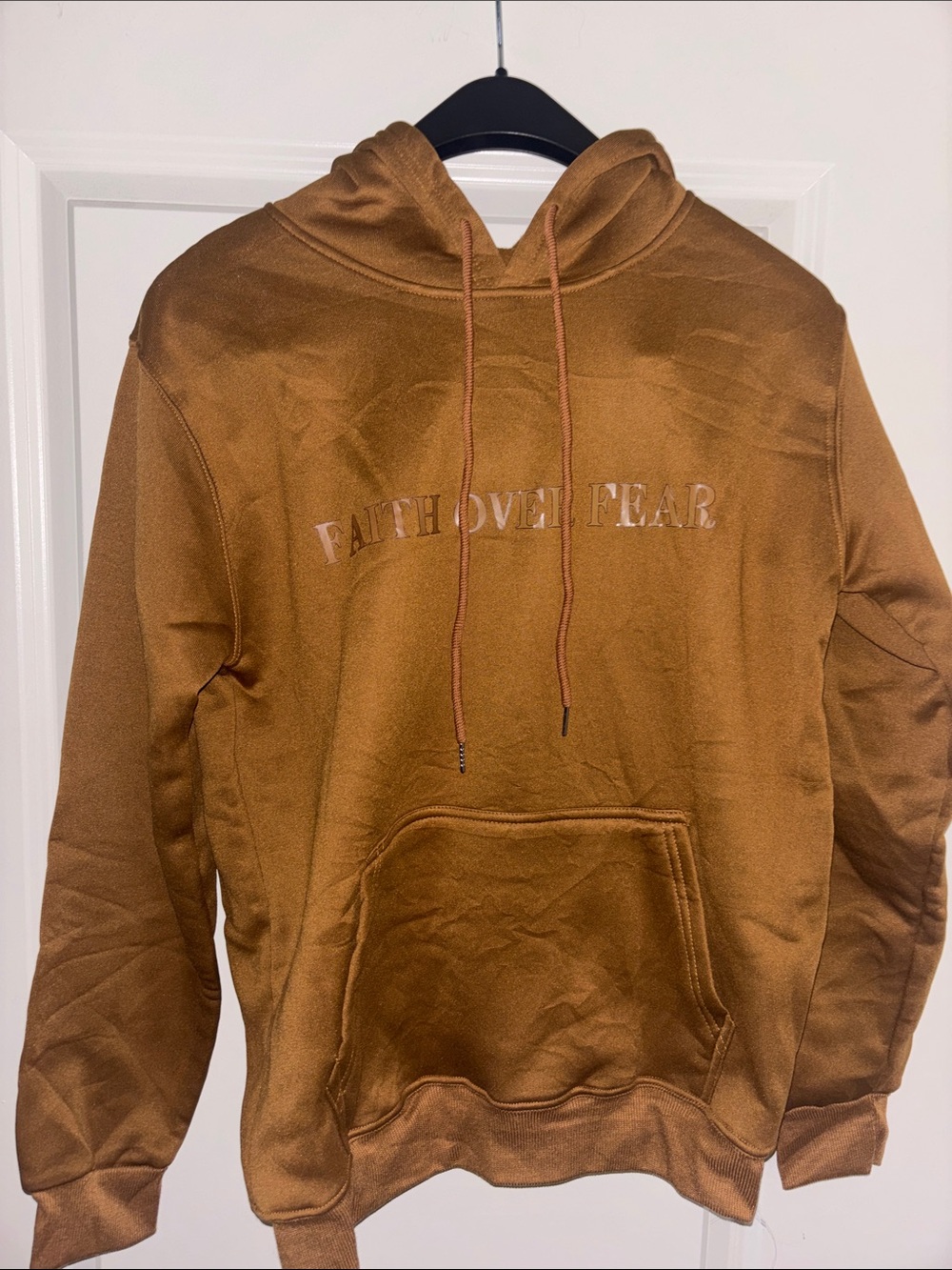 Brown 'Faith Over Fear' Pullover Hoodie